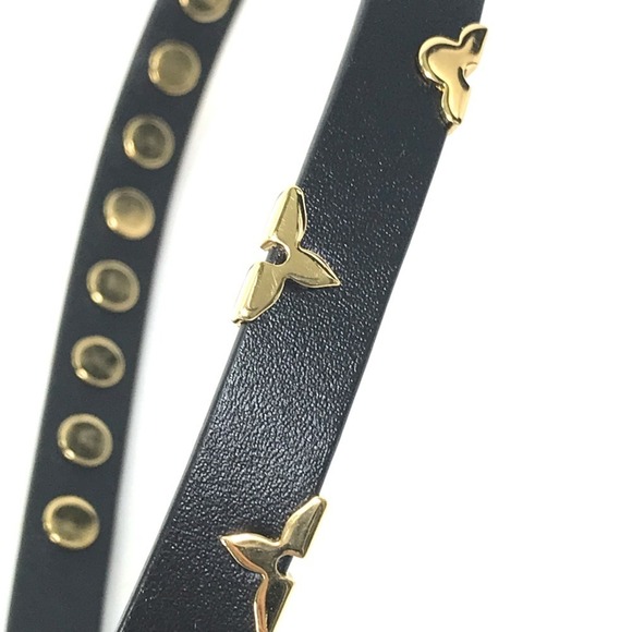 LOUIS VUITTON Black Monogram Leather Charm Bracelet - Picture 6 of 12